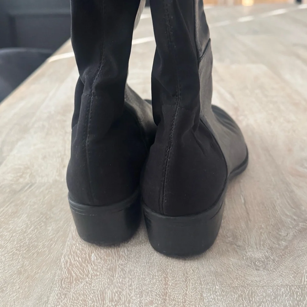 Ralph Lauren Maiya‎ Black Leather Pull On Over The Knee Riding Boots Size 6.5